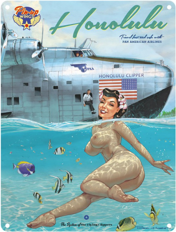 Plaque métallique Hugault «  Honolulu clipper »