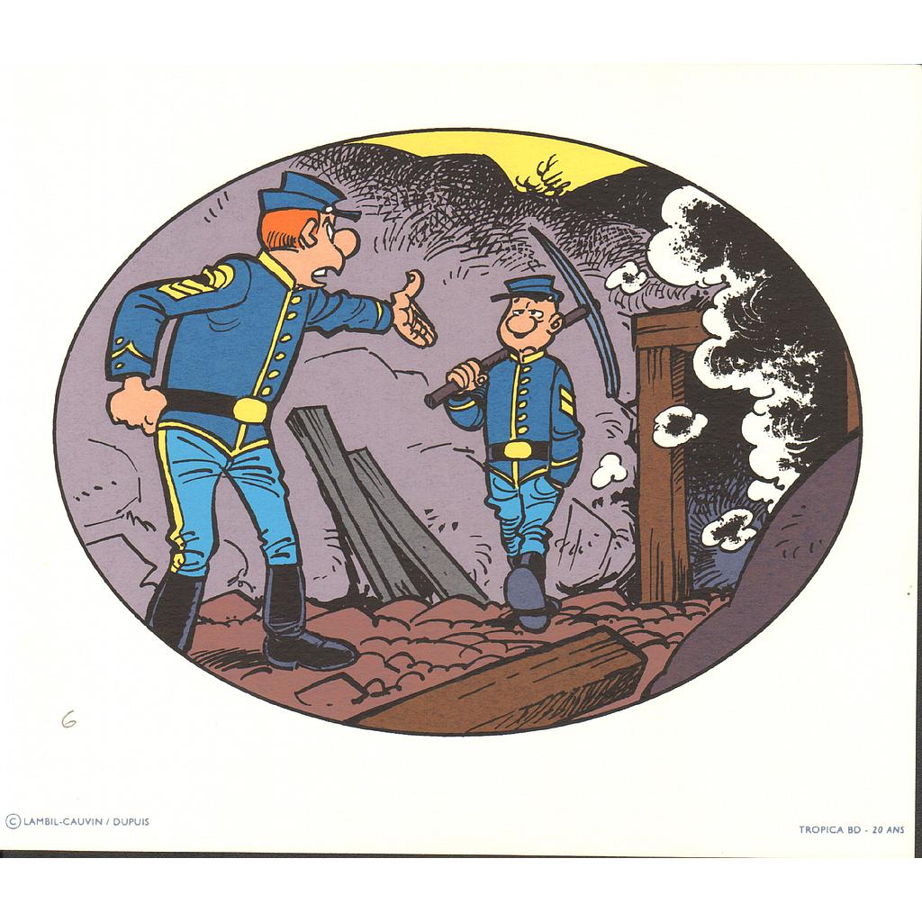 Ex-Libris Lambil Les tuniques bleues "pioche"