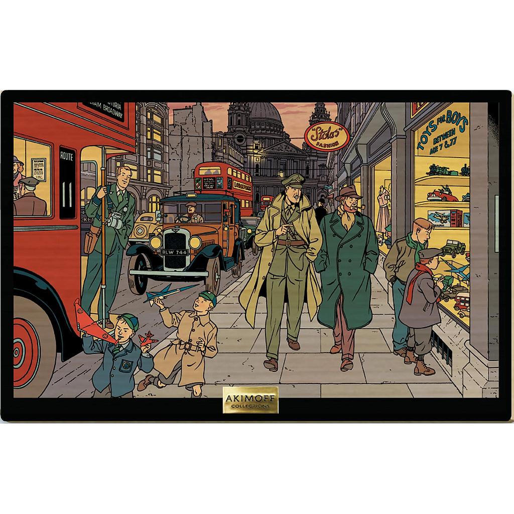 Tableau en bois Blake & Mortimer - T28 Le dernier Espadon - Une rue animée de Londres