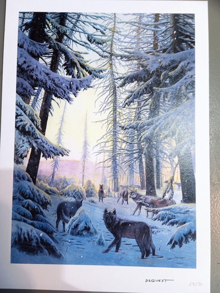 Ex-Libris - P.-E. Dequest - L'homme et le loup