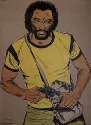 Poster - Cible PJ Liège - Jarry : Homme au T-Shirt jaune et sac en bandouillère